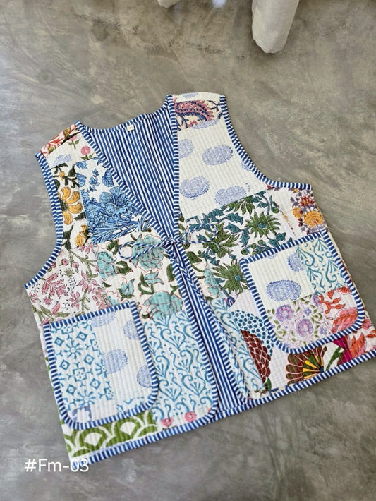 เสื้อกั๊ก ( Patchwork) Tata vest #ขาว Fm-03