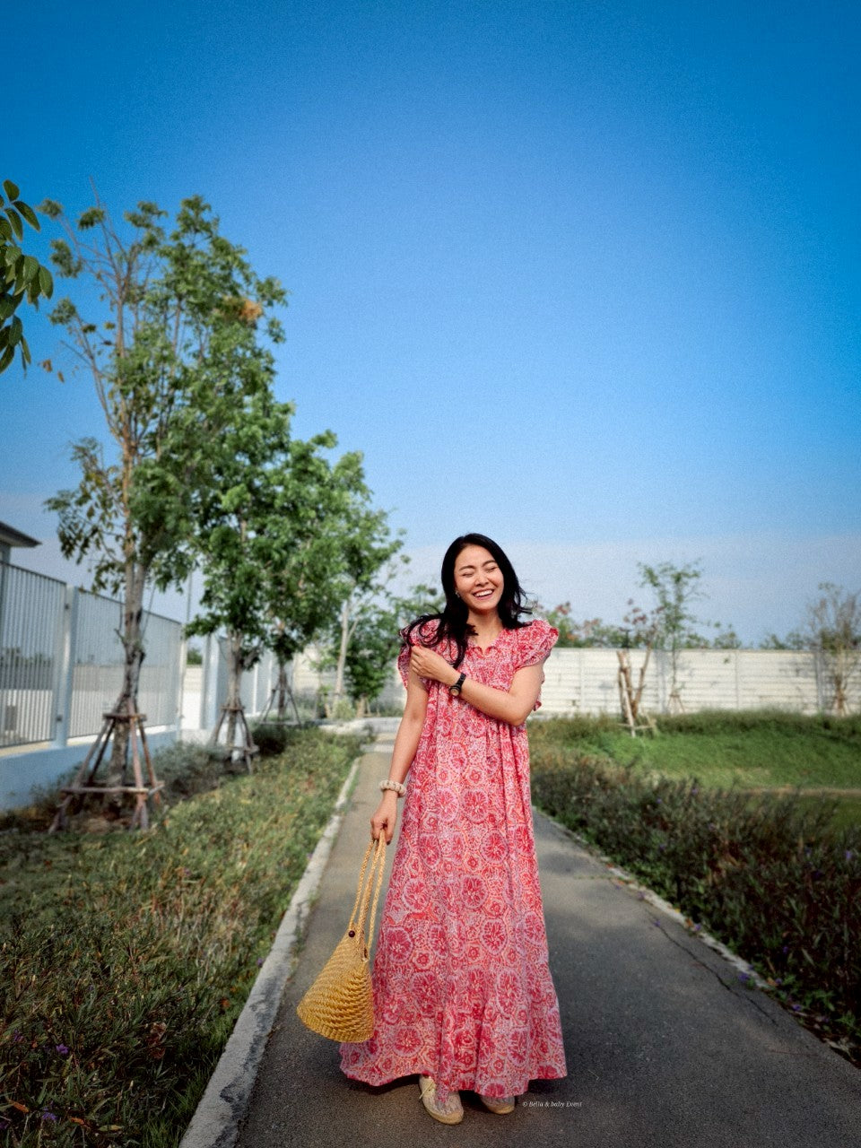 เดรส"ข้าวแช่"(Khao chae) : แขนระบาย ทรงยาวสวย #06- ส้มแสด