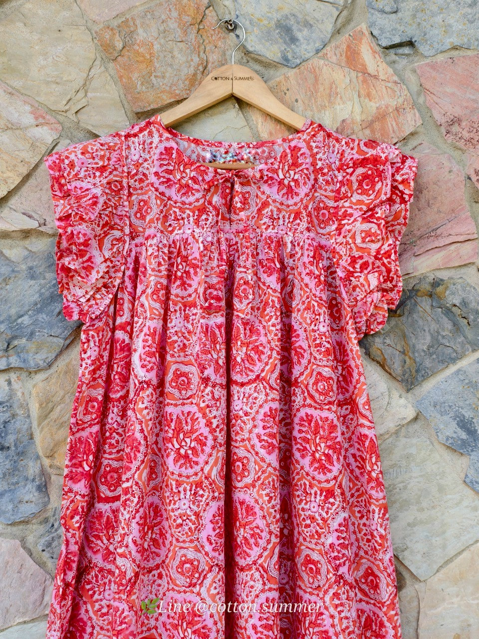 เดรส"ข้าวแช่"(Khao chae) : แขนระบาย ทรงยาวสวย #06- ส้มแสด