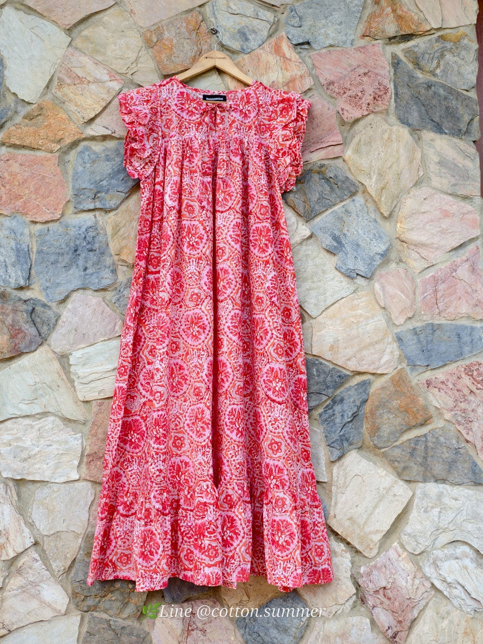 เดรส"ข้าวแช่"(Khao chae) : แขนระบาย ทรงยาวสวย #06- ส้มแสด