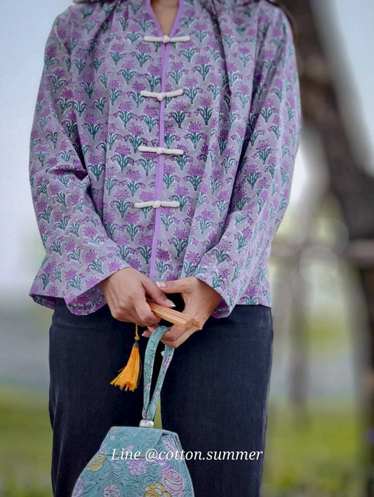 เสื้อ"อู่หลง" แบบจีนโบราณแขนยาว (Oolong) #15-เทา