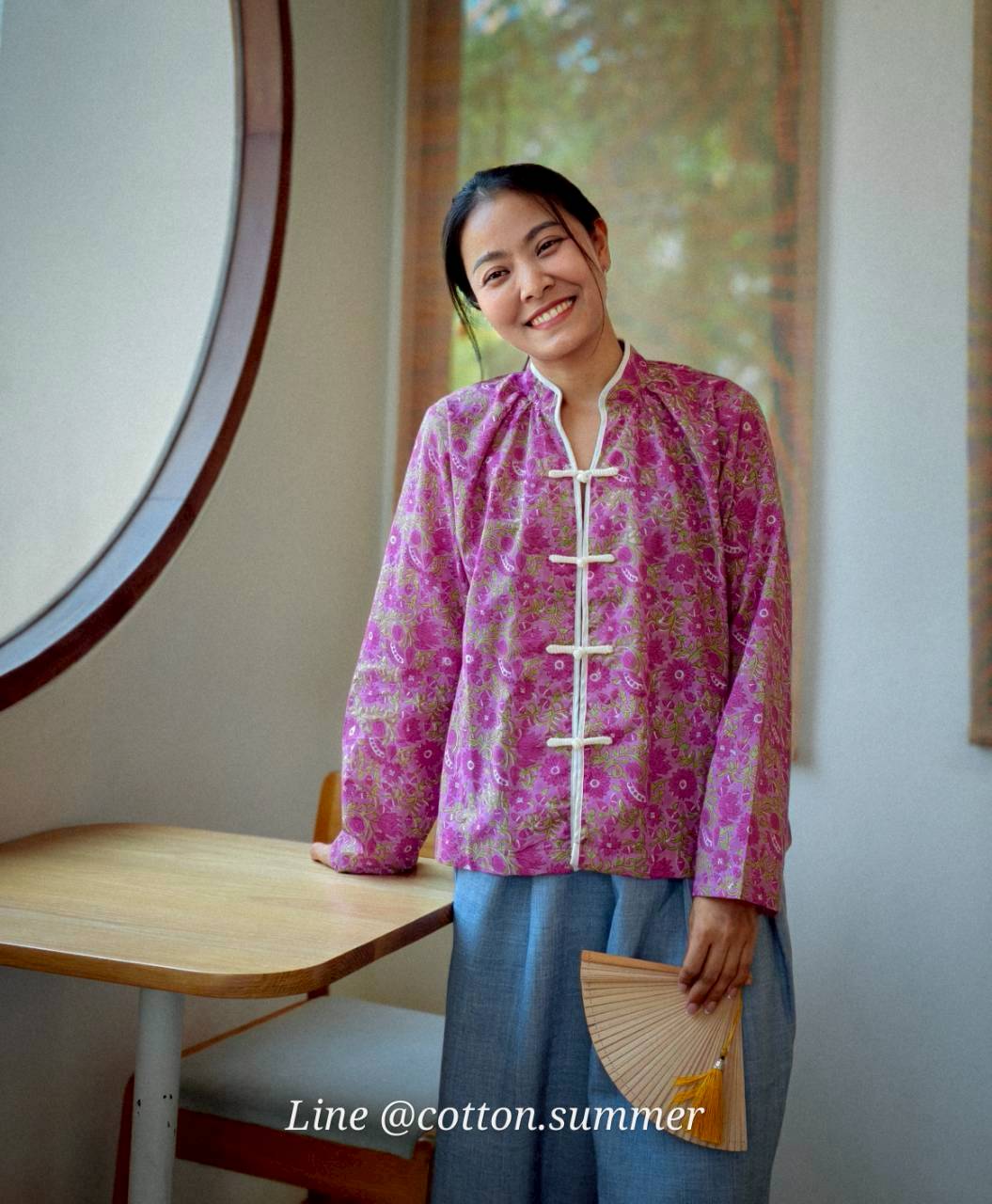 เสื้อ"อู่หลง" แบบจีนโบราณแขนยาว (Oolong) #13-ม่วงตุ่น