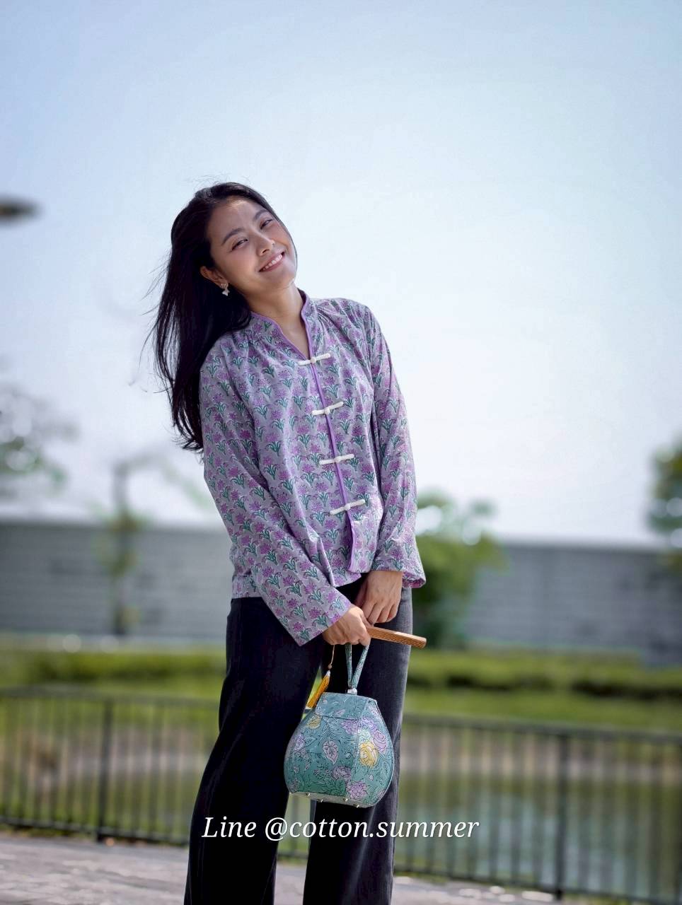 เสื้อ"อู่หลง" แบบจีนโบราณแขนยาว (Oolong) #15-เทา