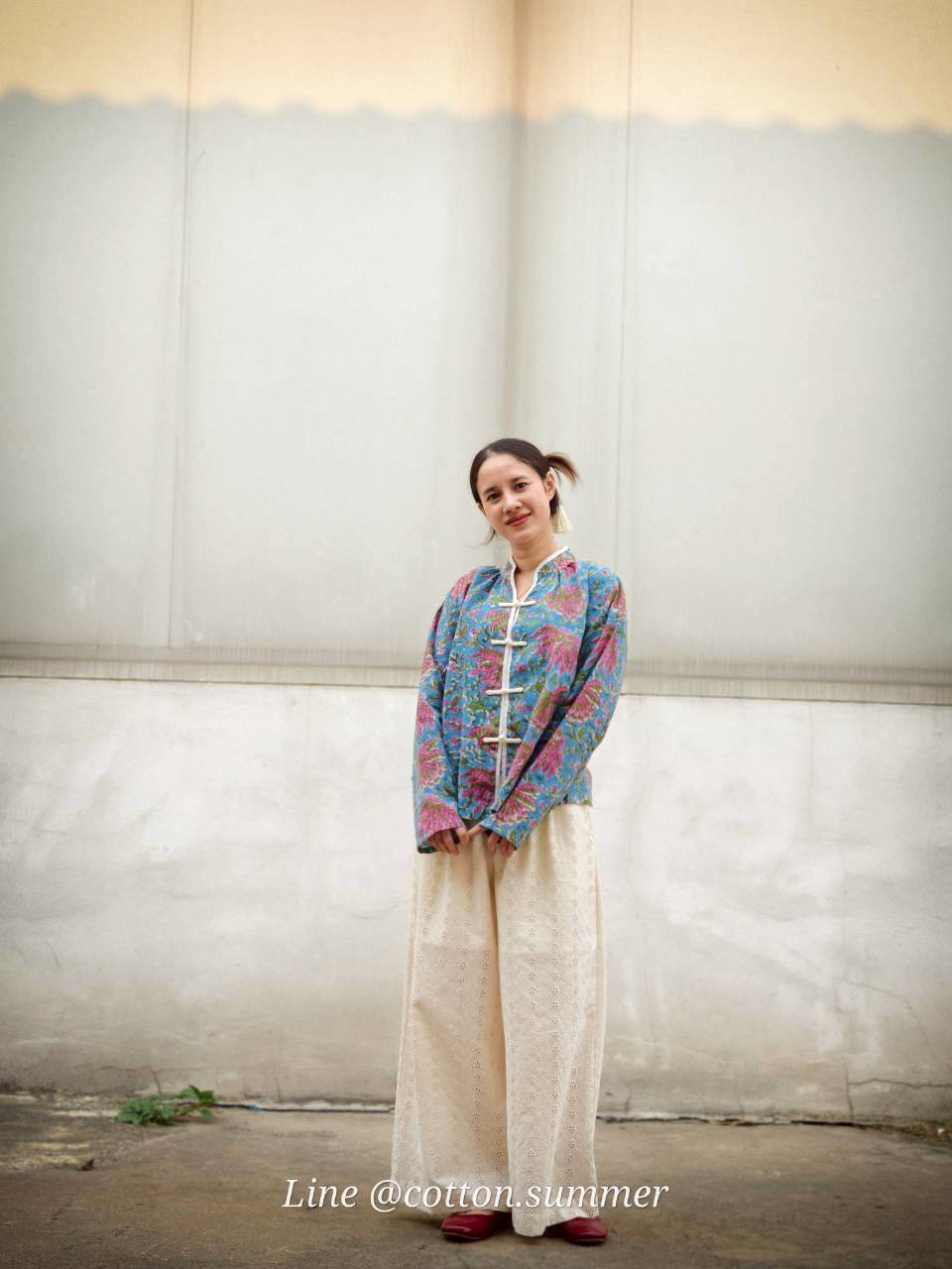 เสื้อ"อู่หลง" แบบจีนโบราณแขนยาว (Oolong) #11-ฟ้า