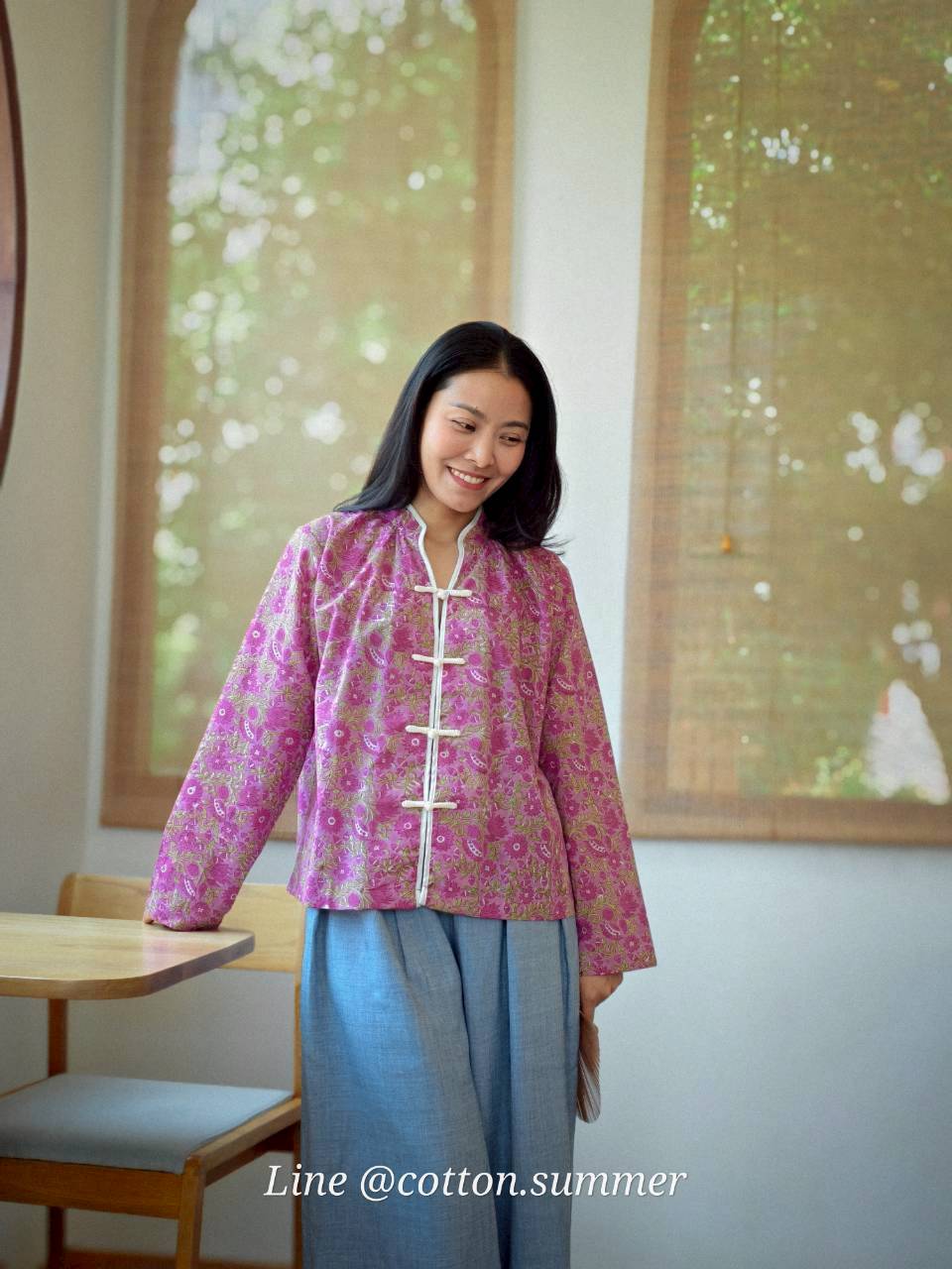เสื้อ"อู่หลง" แบบจีนโบราณแขนยาว (Oolong) #13-ม่วงตุ่น