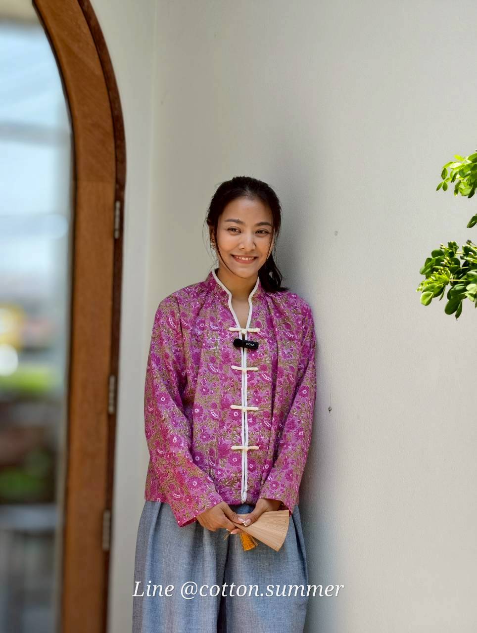 เสื้อ"อู่หลง" แบบจีนโบราณแขนยาว (Oolong) #13-ม่วงตุ่น