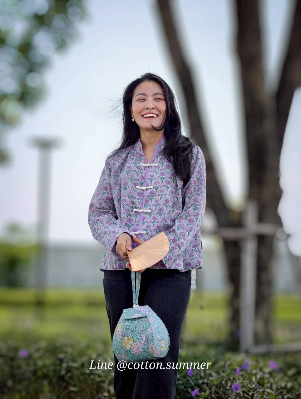 เสื้อ"อู่หลง" แบบจีนโบราณแขนยาว (Oolong) #15-เทา