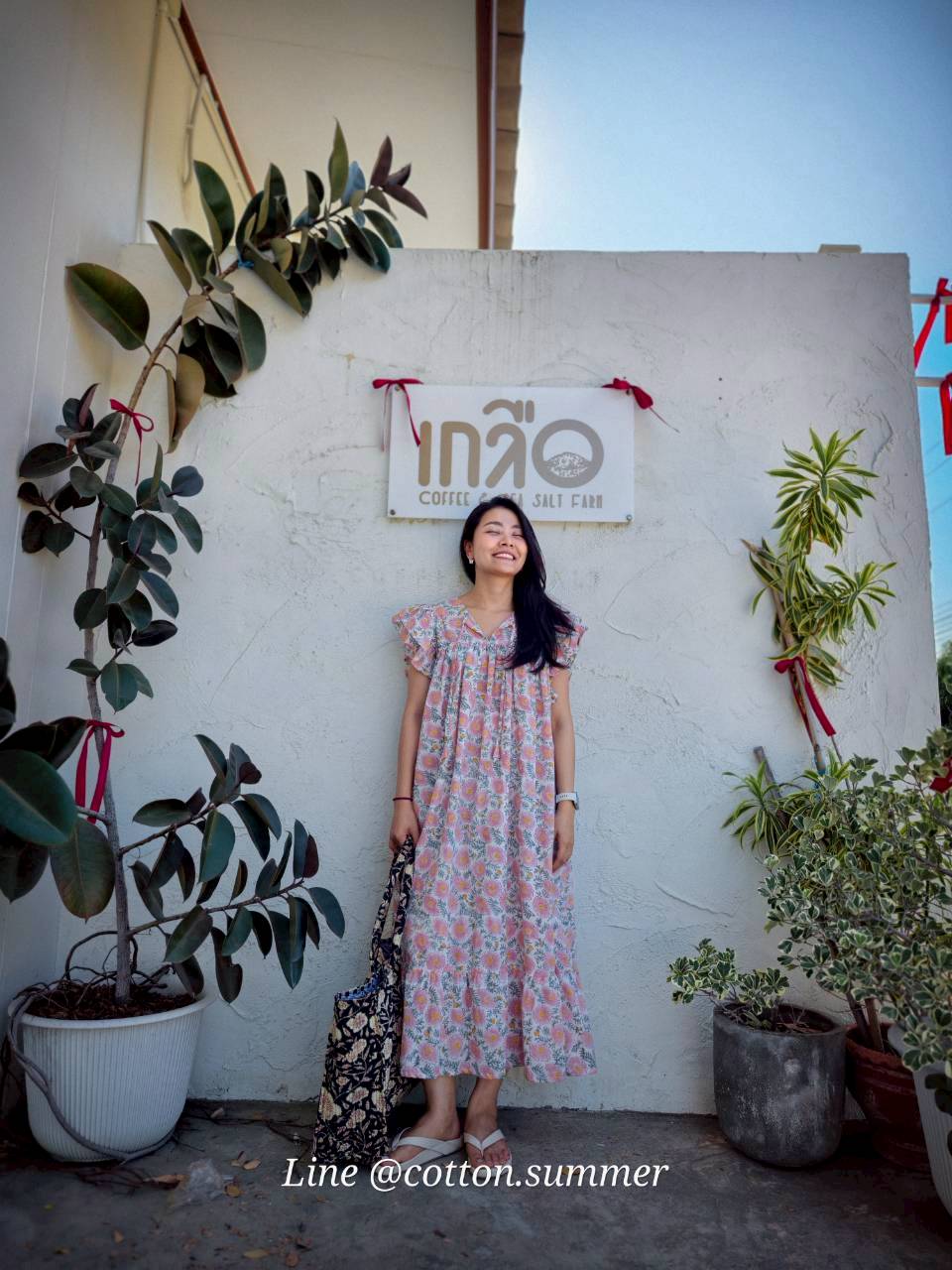 เดรส"ข้าวแช่"(Khao chae) : แขนระบาย ทรงยาวสวย  #10- เดซี่ชมพู