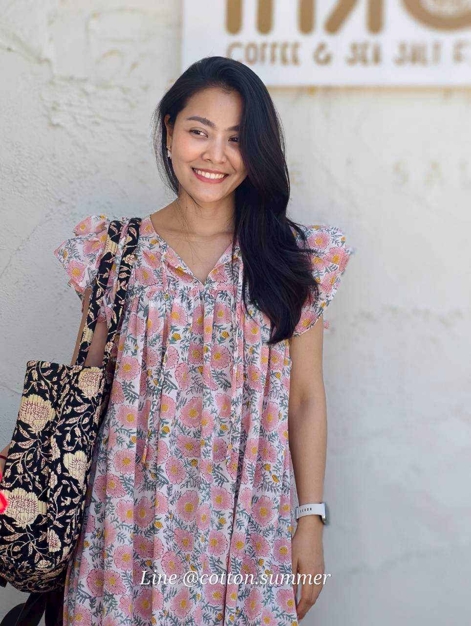 เดรส"ข้าวแช่"(Khao chae) : แขนระบาย ทรงยาวสวย  #10- เดซี่ชมพู