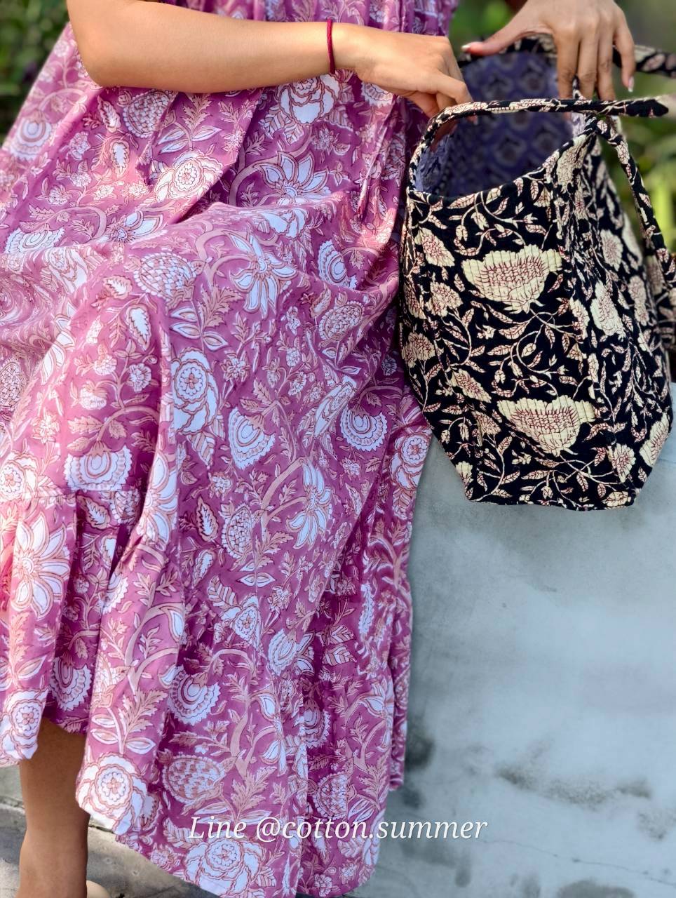 เดรส"ข้าวแช่"(Khao chae) : แขนระบาย ทรงยาวสวย  #11-ม่วงตุ่น