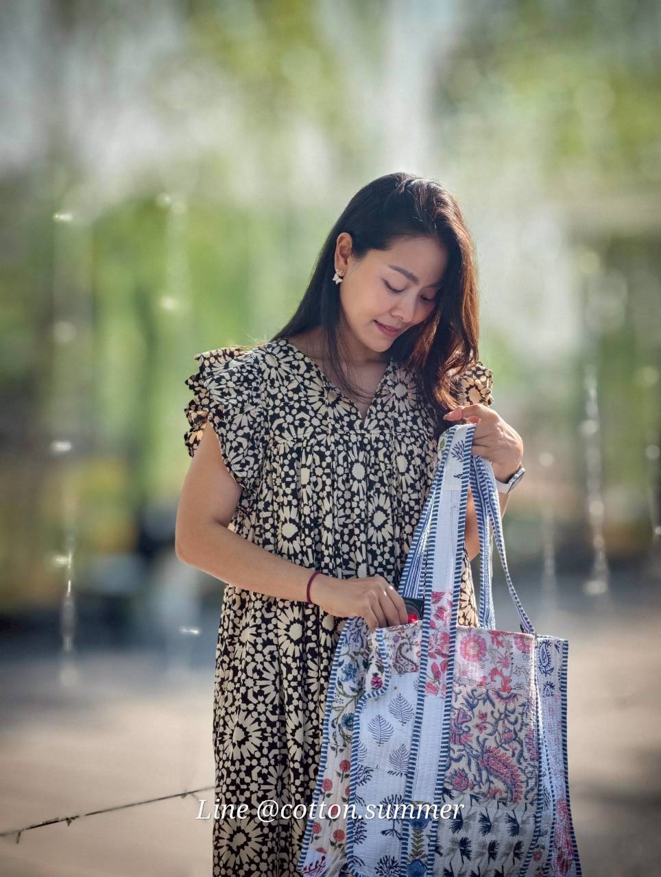 เดรส"ข้าวแช่"(Khao chae) : แขนระบาย ทรงยาวสวย  #13-ตะวันดำ