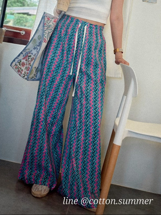 กางเกงเมษา (Mesa pants) #16-Zigzag Green