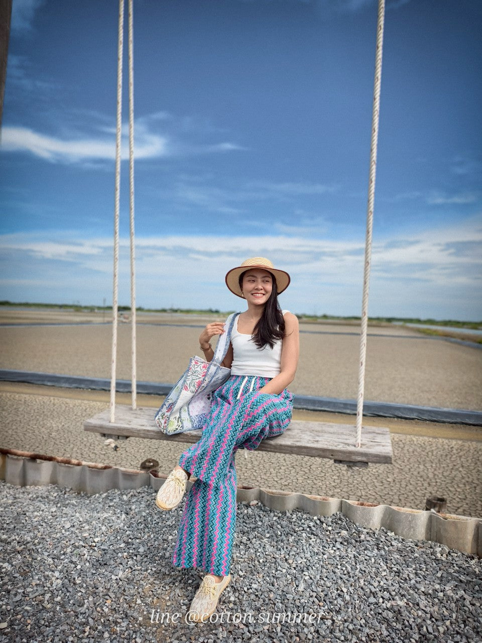 กางเกงเมษา (Mesa pants) #16-Zigzag Green