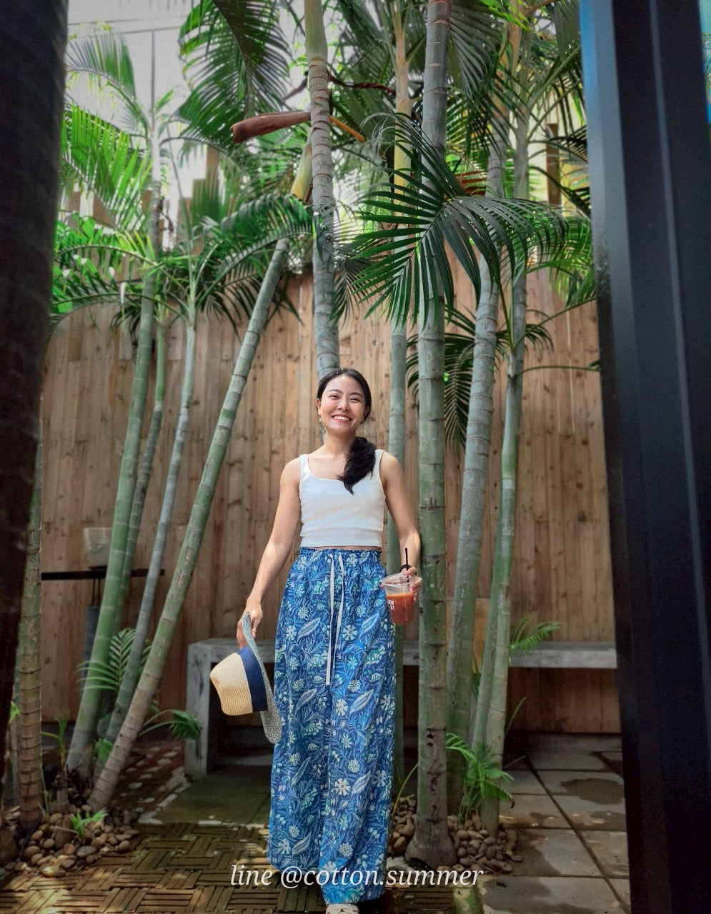 กางเกงเมษา (Mesa pants) #15-Blue Flora