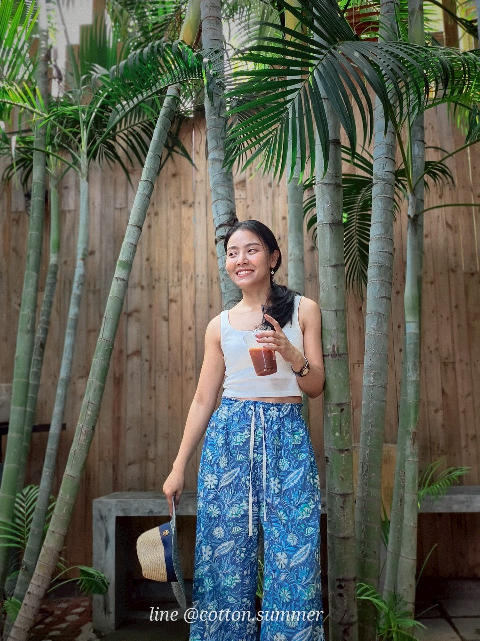 กางเกงเมษา (Mesa pants) #15-Blue Flora