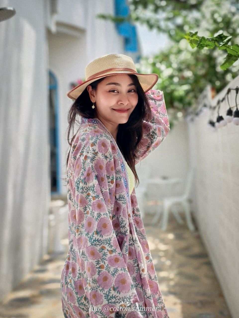 Macau  (มาเก๊า) เสื้อคลุม Yukata  #4เดซี่ม่วง