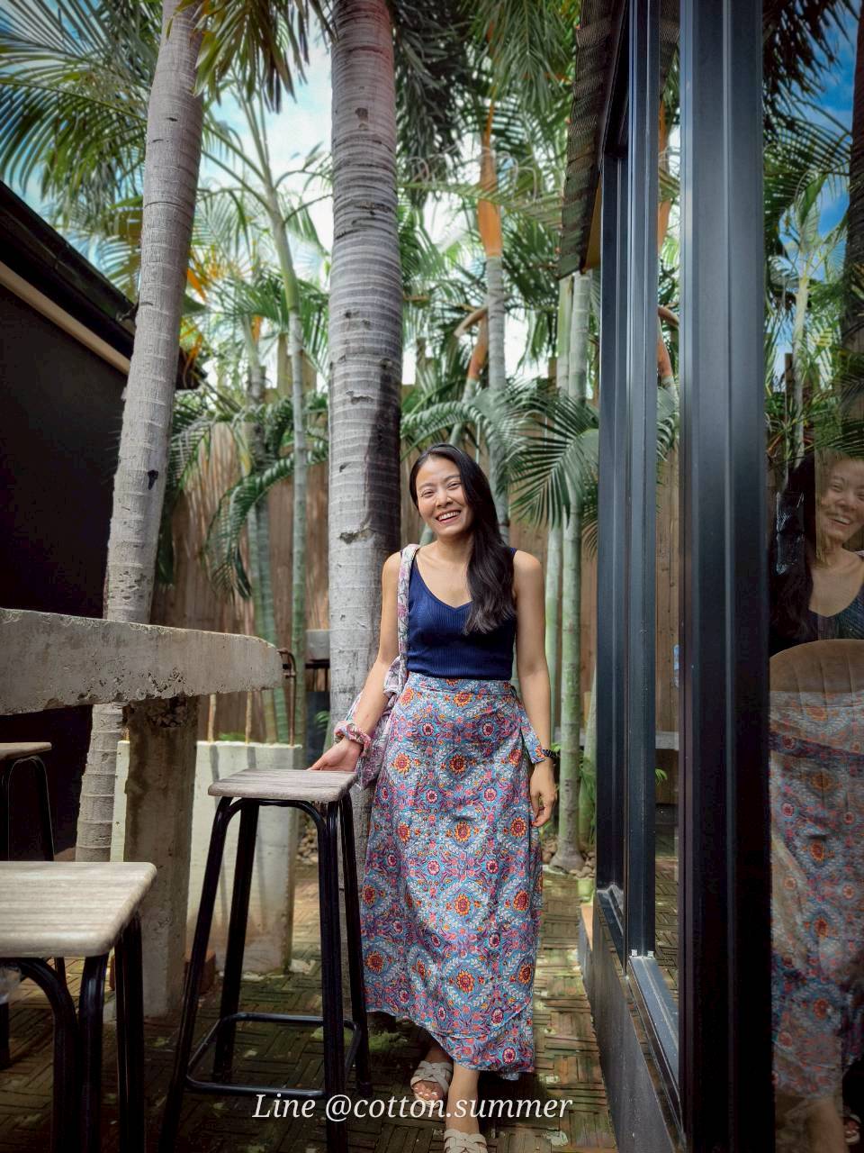 กระโปรงย้วยยาวคอร์เดีย (Cordia) #06-เฟื่องฟ้า