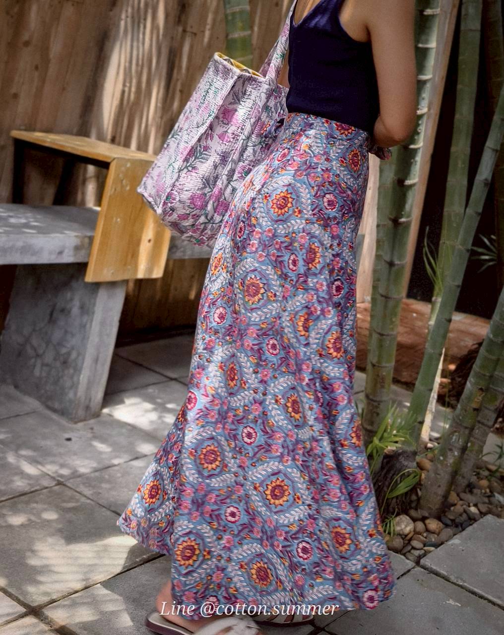 กระโปรงย้วยยาวคอร์เดีย (Cordia) #06-เฟื่องฟ้า