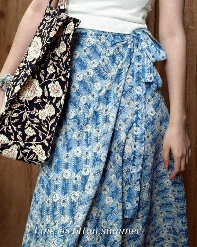 กระโปรงป้ายมัสตาร์ด (Mustard) #34-ฟ้าอ่อน Daisy