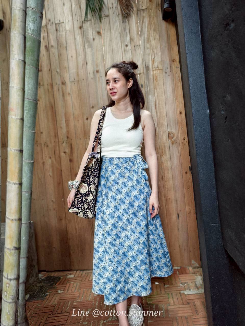 กระโปรงป้ายมัสตาร์ด (Mustard) #34-ฟ้าอ่อน Daisy