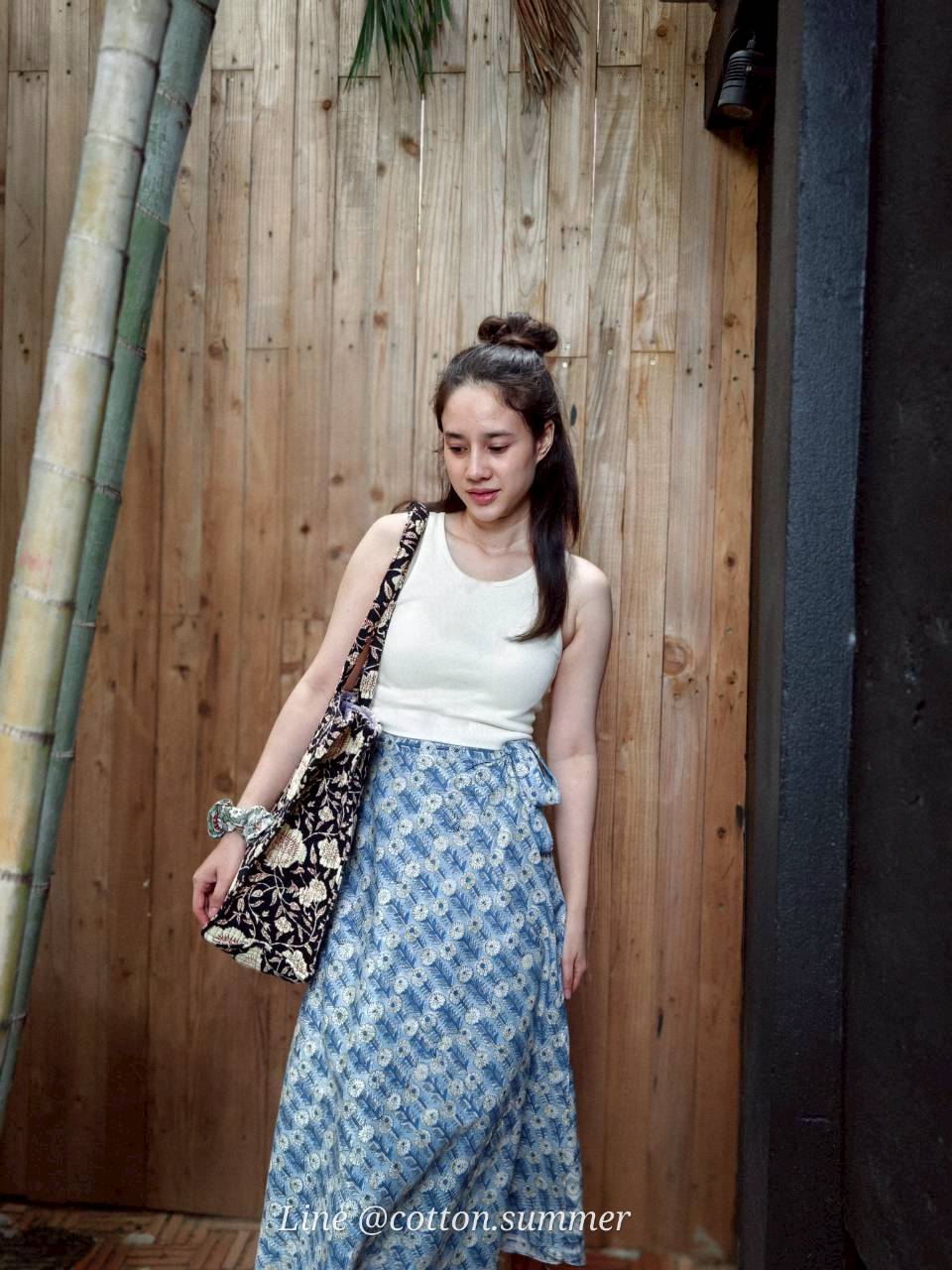 กระโปรงป้ายมัสตาร์ด (Mustard) #34-ฟ้าอ่อน Daisy