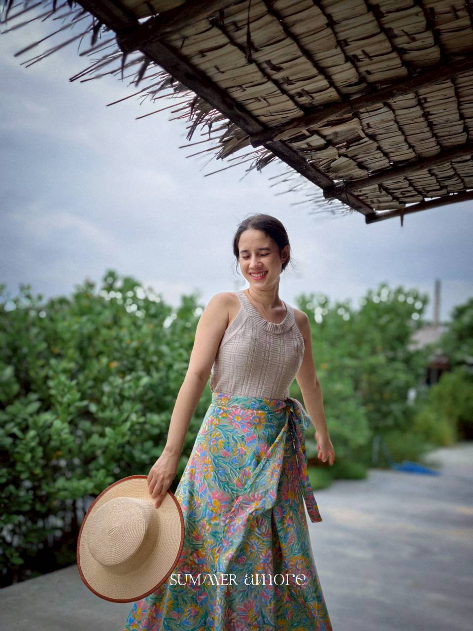 กระโปรงป้ายมัสตาร์ด (Mustard) #37-เขียวมิ้น Garden